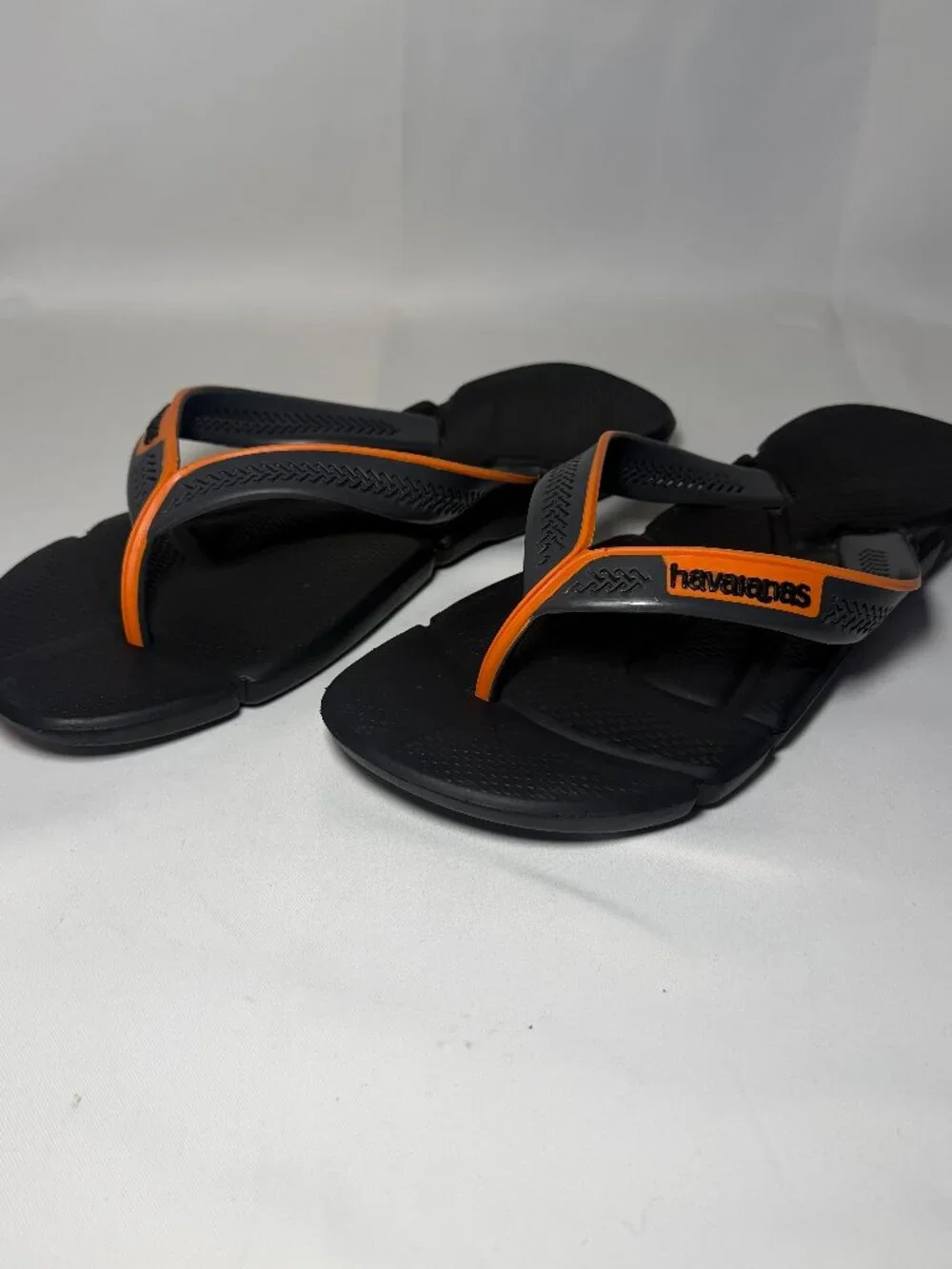Havaianas Power 2.0 Sandals Mens 12.5M/13M Black Orange Xtra Soft Rubber Sole